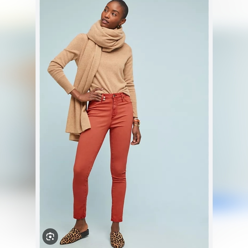 Ag Anthropologie High Rise Abbey Ankle Skinny Jeans Women's Coral Jeans 30R